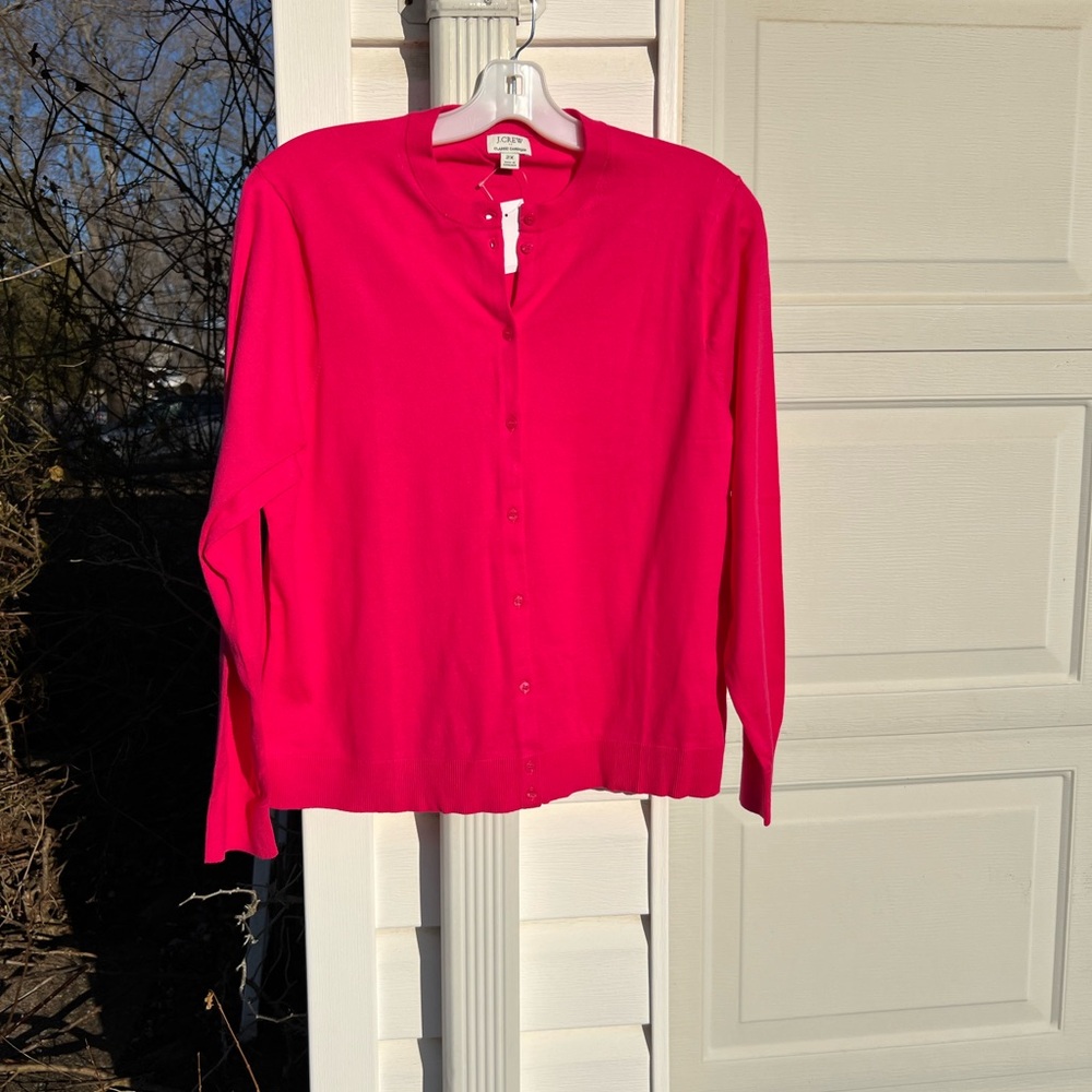 NWT J. Crew Pretty Raspberry Pink Long Sleeve Cardigan